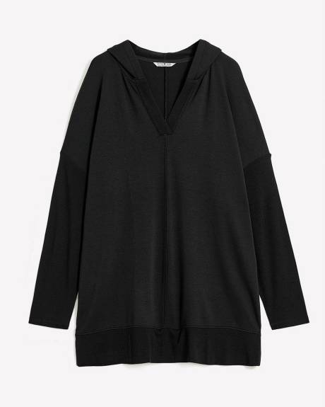 Hooded Tunic Sweatshirt with Rib Accents - Active Zone