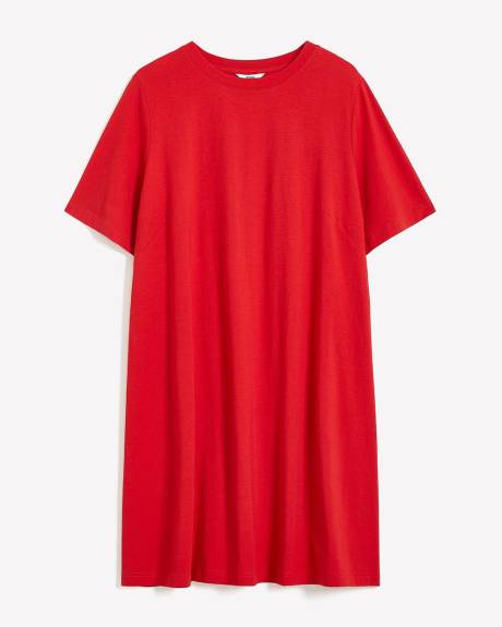 Responsible, Crewneck Swing Dress with Short Flutter Sleeves