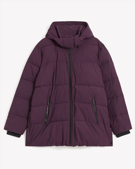 Stretch Puffer Jacket with Removable Hood