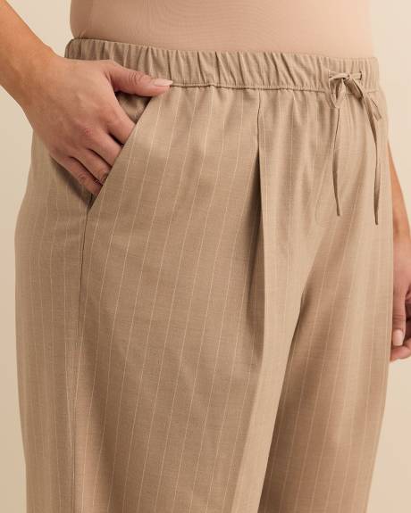 Striped Pull-On Wide-Leg Pant