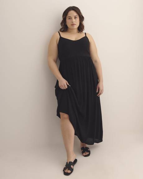 Mixed-Media Crochet Sleeveless Maxi Dress