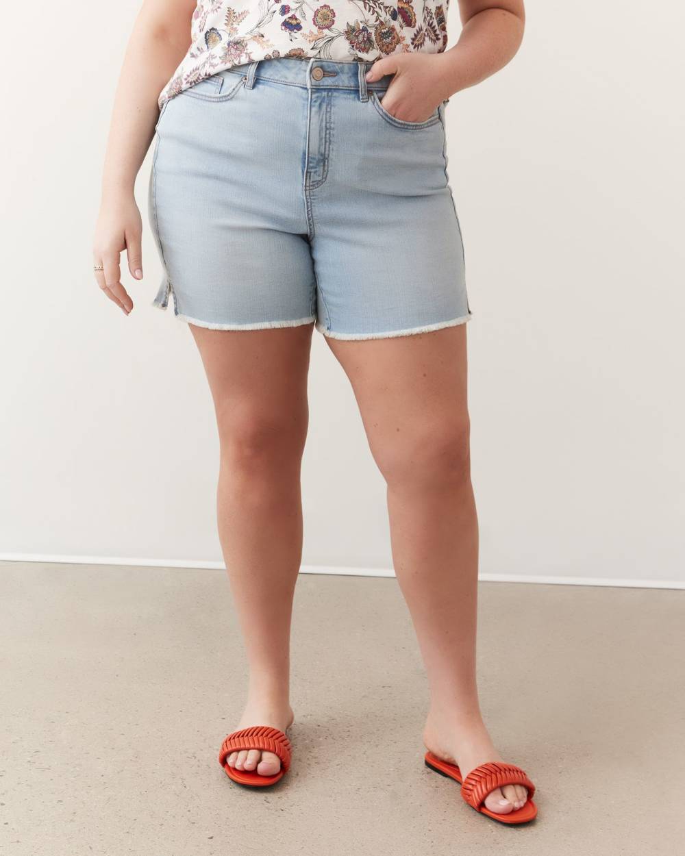 Curvy fit denim best sale shorts