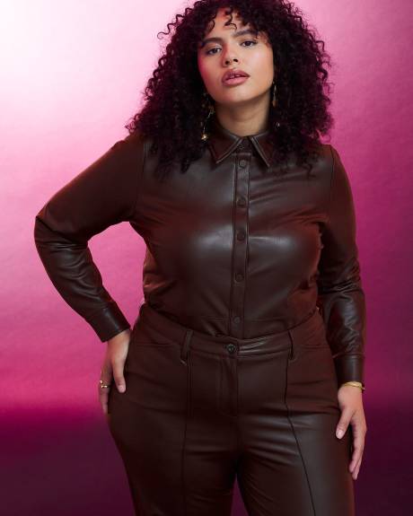 Faux Leather Buttoned Down Tunic - Addition Elle
