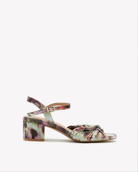Extra Wide Width, Block Heel Sandal with Pleated Fabric - Addition Elle