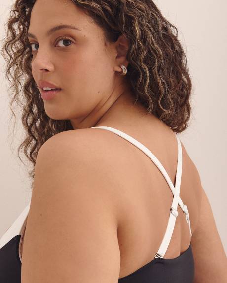 Colour Block Swing Tankini Top with Ring