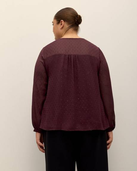 Blouse à manches longues avec encolure en V et volants