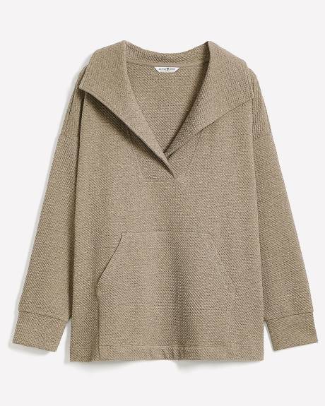 Textured Fashion Pullover with Wide Collar - Active Zone