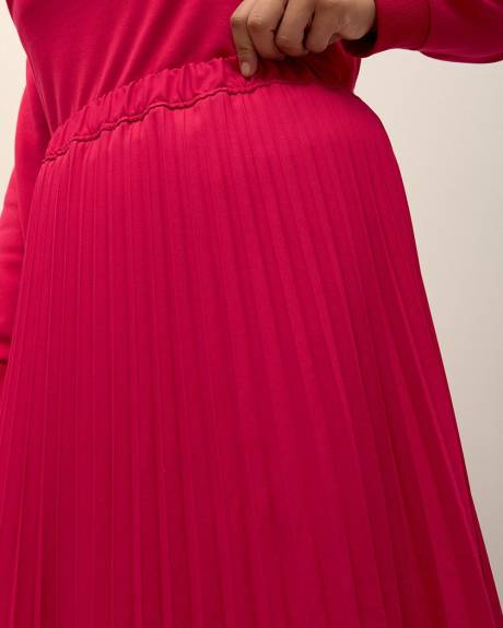 Pink Pleated Midi Skirt