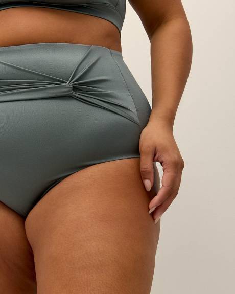 Green High-Waisted Twisted Swim Brief