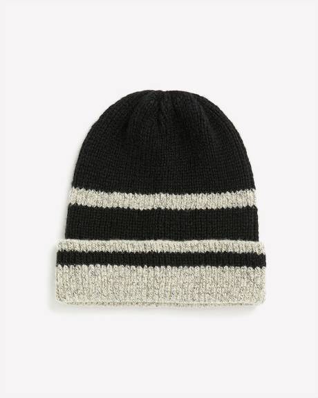 Bonnet à blocs de couleur noirs et beiges