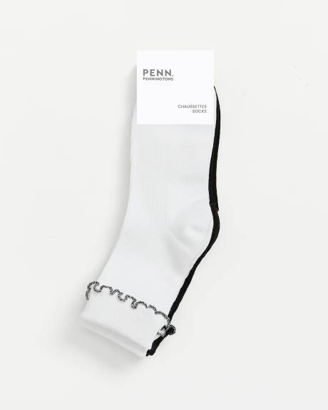 Short Lurex Lettuce-Edge Crew Socks, Set of 2