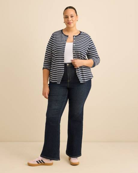 Haut ray&eacute; &agrave; manches longues, col rond