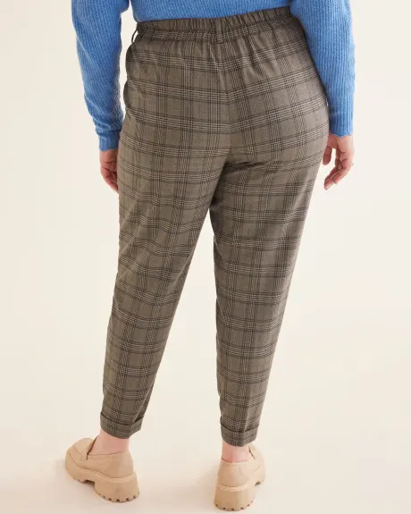 Plaid Tapered Leg Pant with Rolled Cuffs