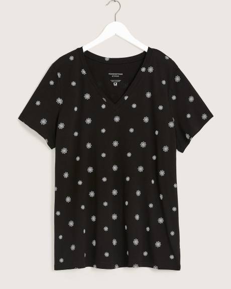 Printed Boyfriend-Fit Short-Sleeve V-Neck Tee