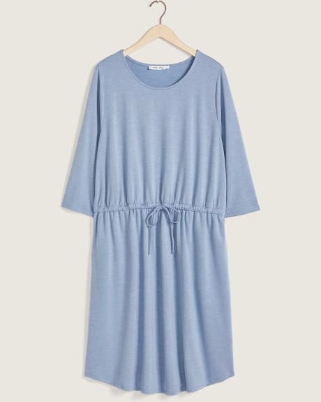 Fit And Flare 3/4 Sleeve French Terry Dress - In Every Story