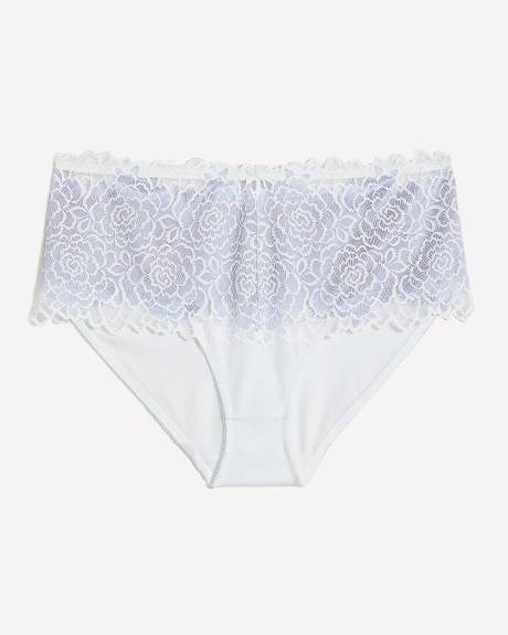 Two-Tone White Lace Full Brief - Déesse Collection