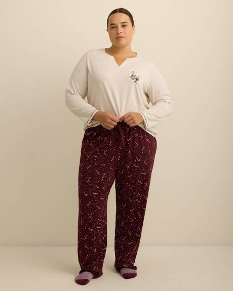 Ensemble-pyjama t-shirt à manches longues et pantalon à jambe droite à motif de cannes - ti Voglio