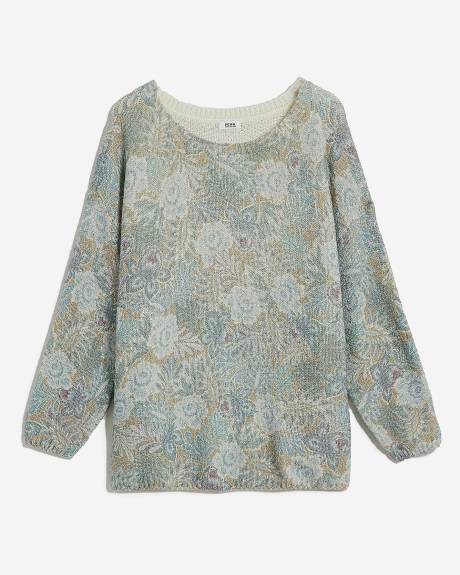 Floral Boat-Neck Sweater