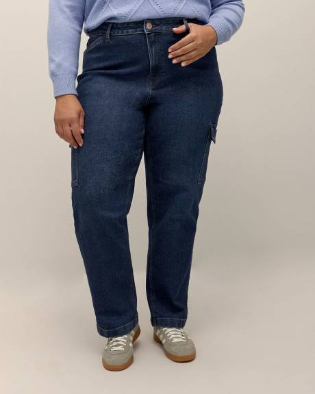 Jean cargo foncé à jambe droite, tissu responsable - d/C JEANS