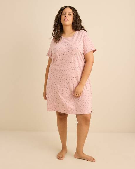 Printed Short-Sleeve Sleepshirt with Pocket - ti Voglio