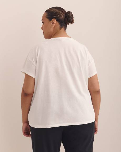 White Snoopy Short-Sleeve Pyjama T-Shirt with Cheetah Text - ti Voglio