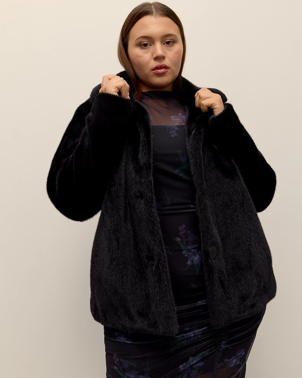 Manteau fourrure synthétique noir hotsell