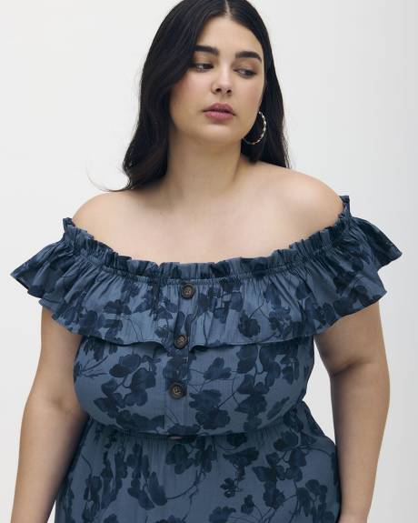 Floral Off-Shoulder Dress with Removable Straps - Addition Elle