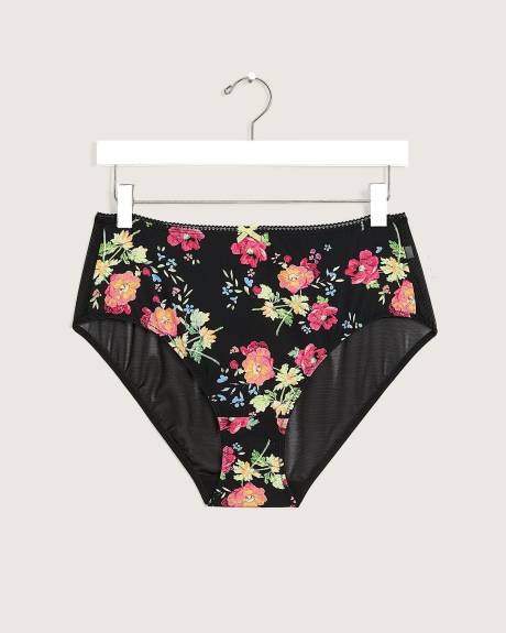 Culotte échancrée fleurie avec arrière en mesh - Déesse Collection