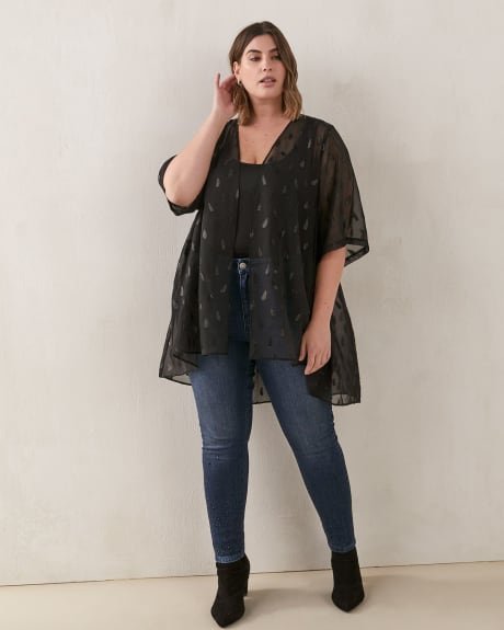 Jacquard Overpiece Kimono With Lurex - In Every Story