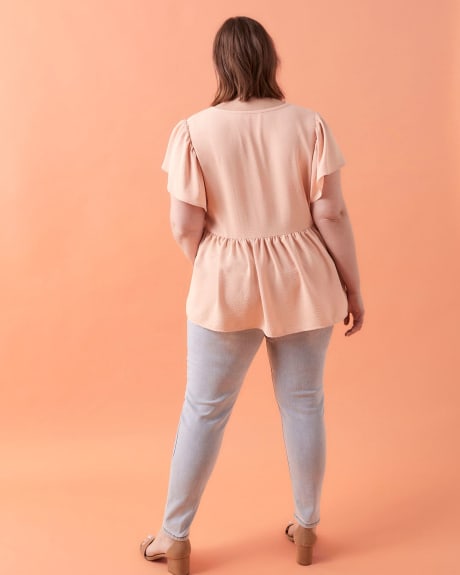 Tiered Blouse With Flutter Sleeves - Addition Elle