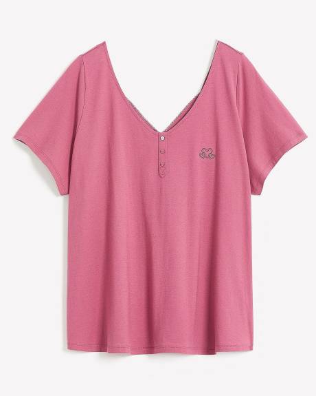 Pajama Top with Lace and Picot Edge - ti Voglio