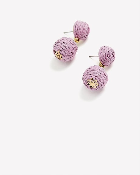 Lilac Straw Ball Earrings - Addition Elle