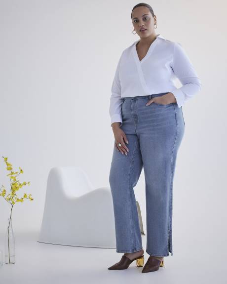 Long-Sleeve Popover Shirt - Addition Elle