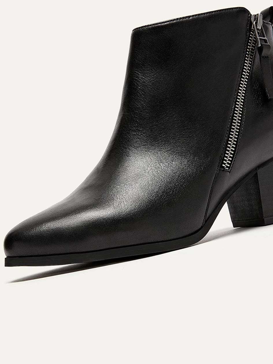 Wide Leather Booties with Side Zip | Penningtons