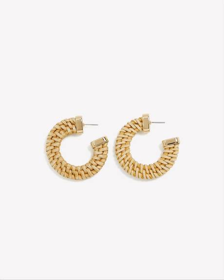 Boucles d'oreilles anneaux en corde de couleur naturelle