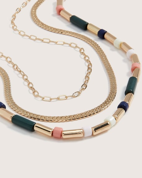 Collier à chaines multiples avec perles