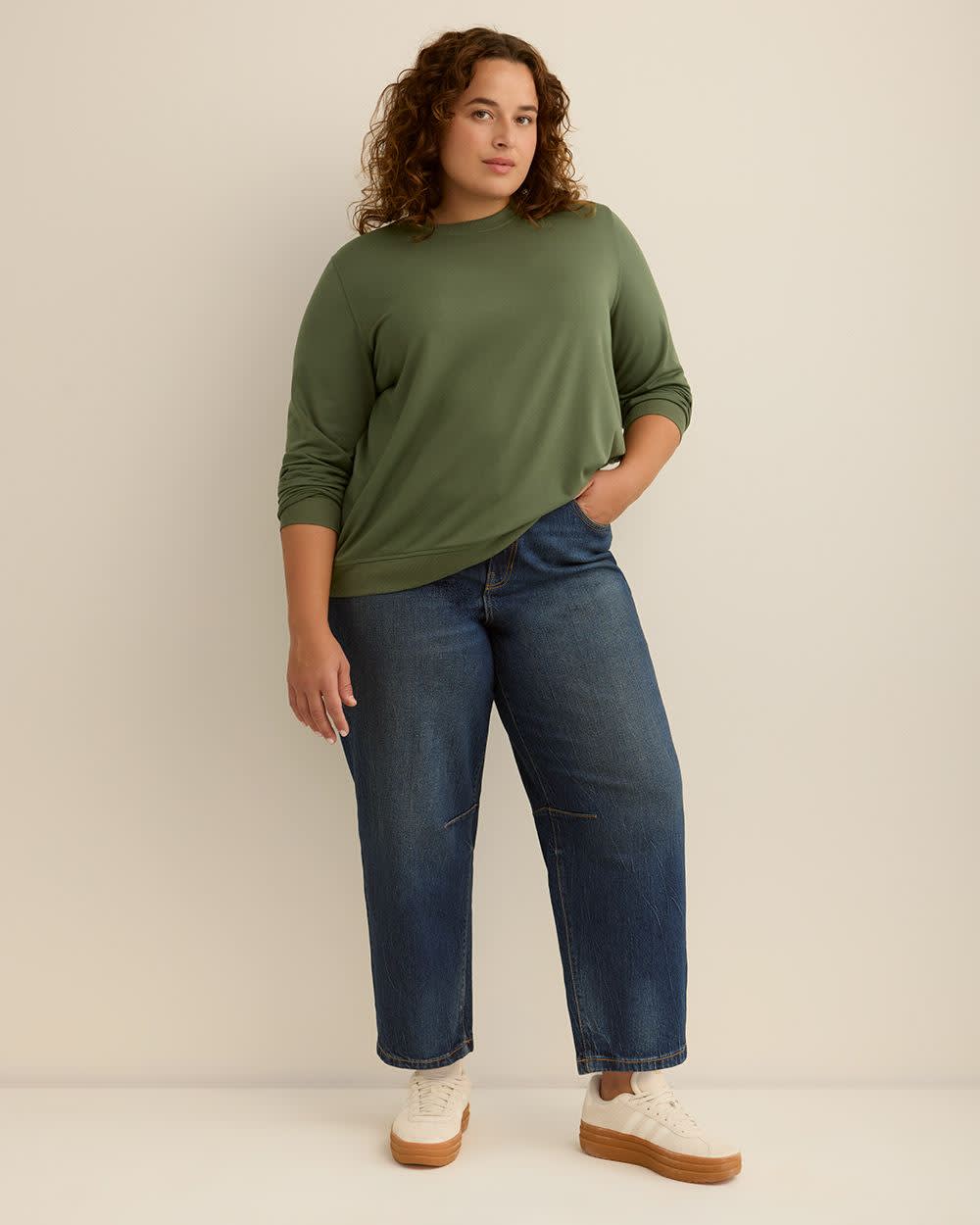 Boyfriend-Fit Crewneck Sweatshirt - PENN. Essentials Boyfriend-Fit Crewneck Sweatshirt - PENN. Essentials