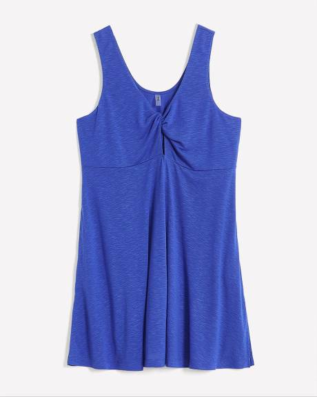 Swim Cover-Up Dress With Reversible Neckline and Twisted Top