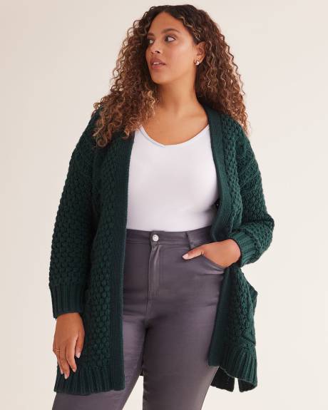 Cable Knit Open Cardigan
