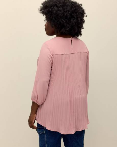 Responsible, Pleat and Release Blouse with 3/4 Sleeves