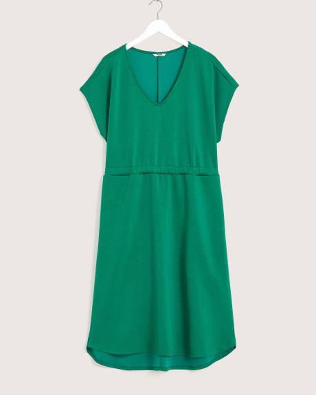 V-Neck Dress with Short Dolman Sleeves