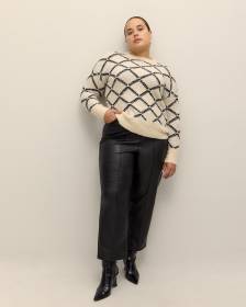 High-Waisted Straight-Leg Faux Leather Pant - Addition Elle