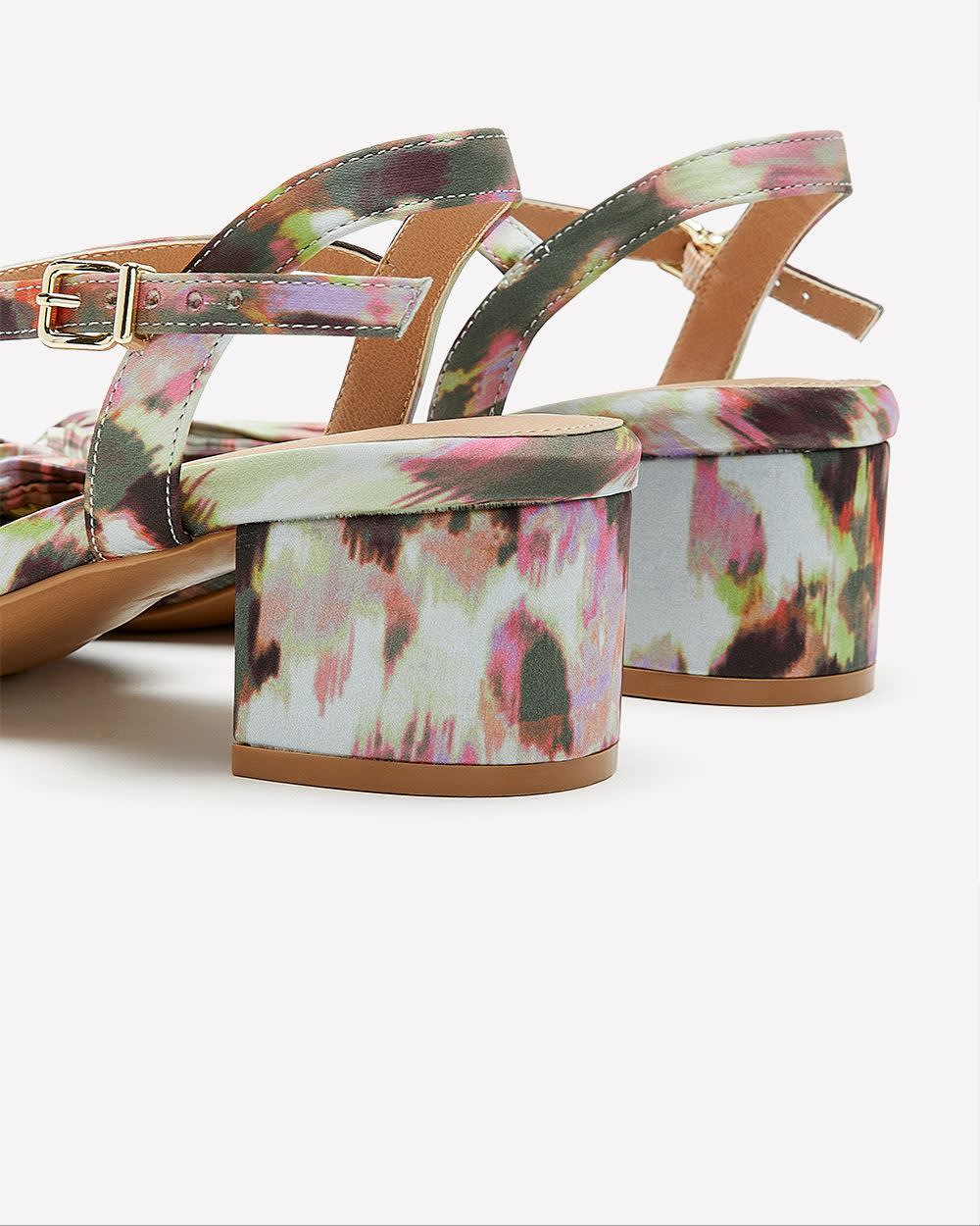 Extra Wide Width Block Heel Sandal with Pleated Fabric Addition Elle Penningtons