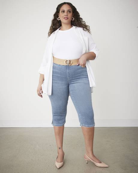 Capri en denim, coupe ingénieuse, délavé pâle, tissu responsable - d/C Jeans