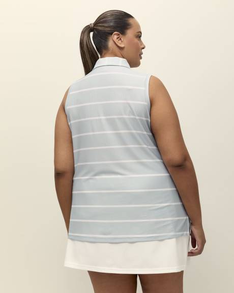Printed Sleeveless Zip Polo Top - Active Zone