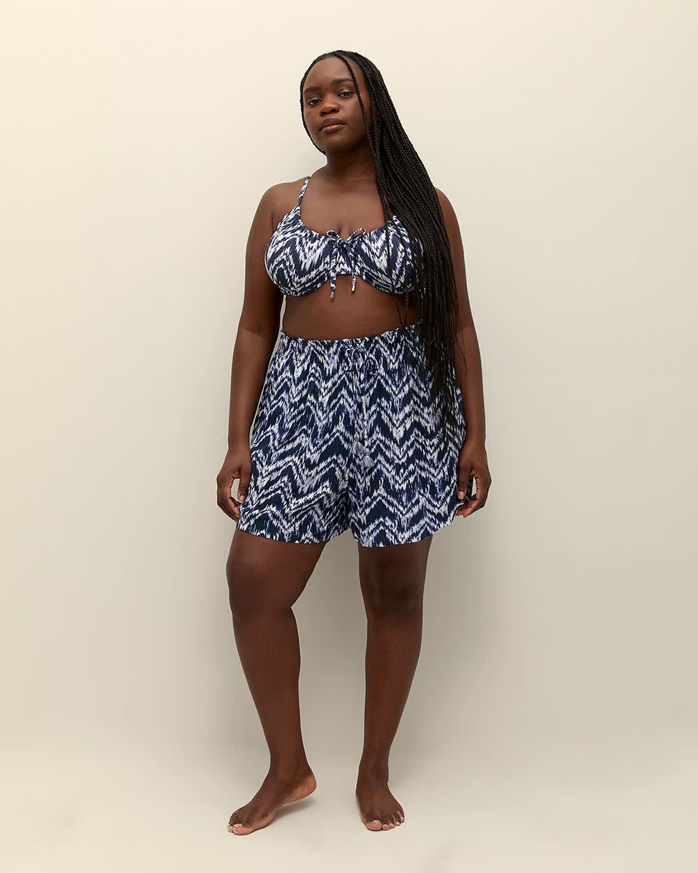 Herringbone-Print Cover-Up Short
