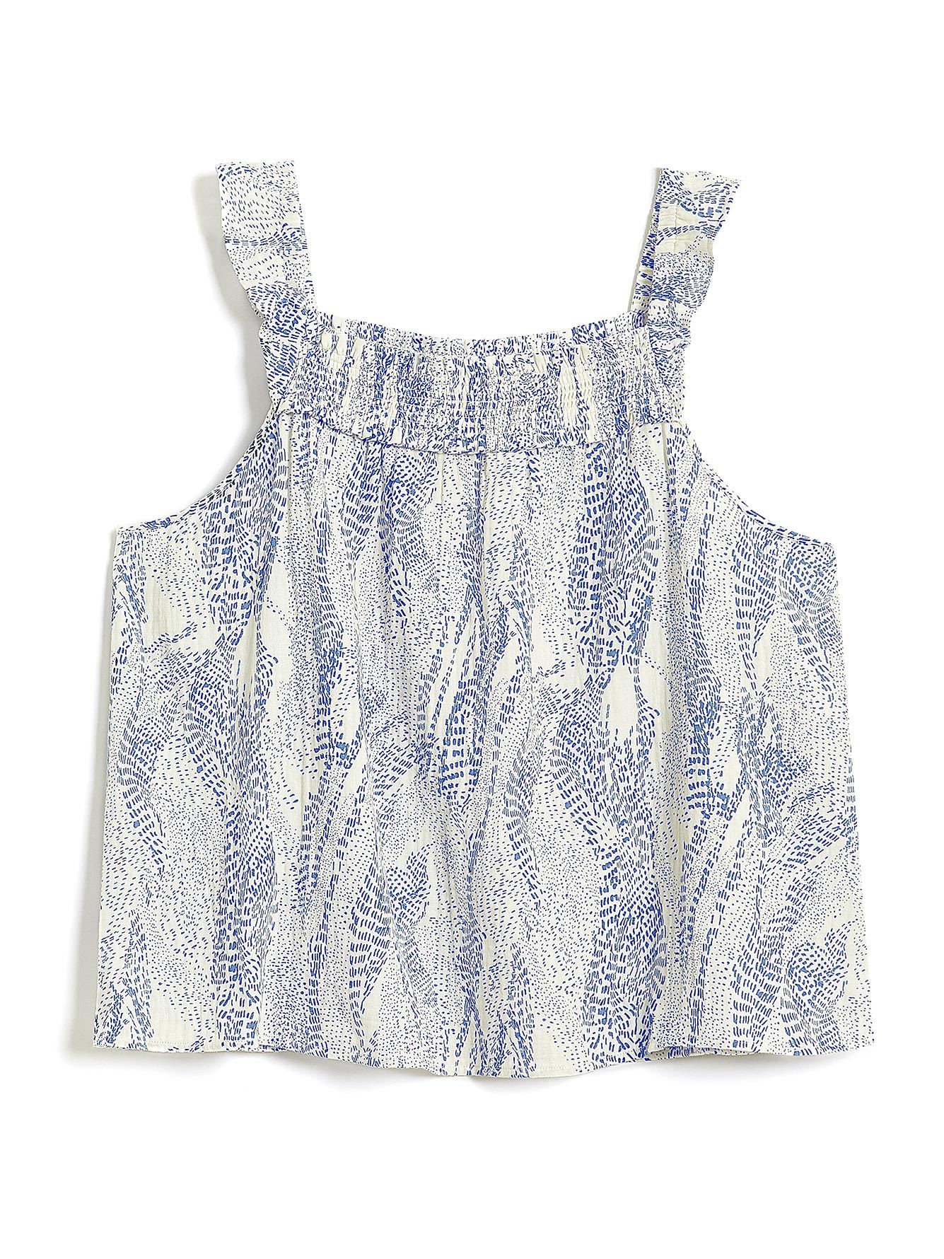 Responsible, Printed Blouse with Elastic Neckline