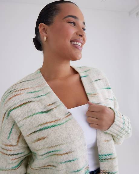 Space Dye Long Cardigan with Patch Pockets