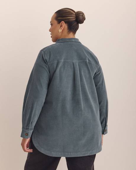 Corduroy Buttoned Down Shirt with Patch Pockets