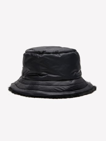 Black Faux-Fur Reversible Bucket Hat